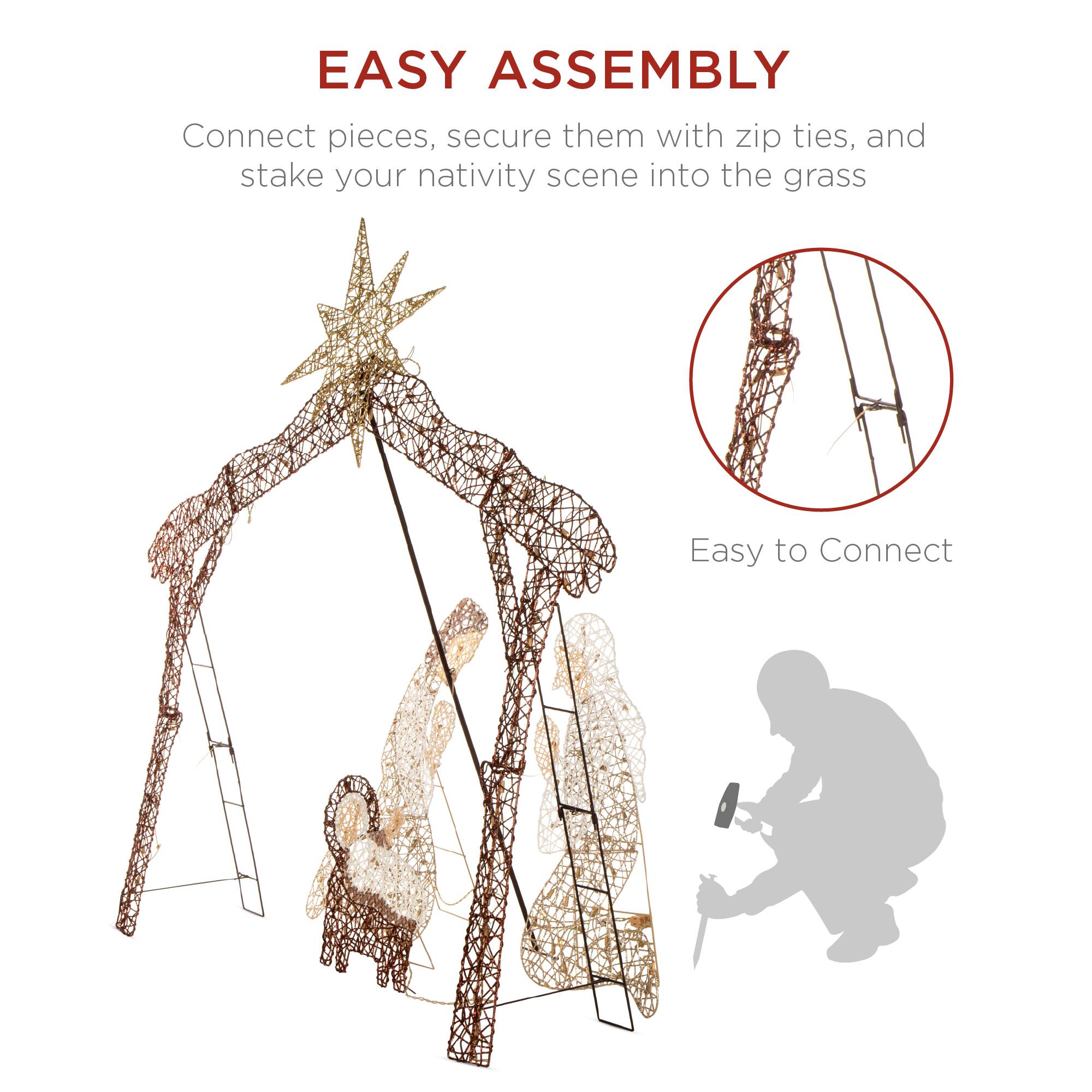 EASY ASSEMBLY

Connect pieces, secure them with zip ties, and stake your nativity scene into the grass

Easy to Connect