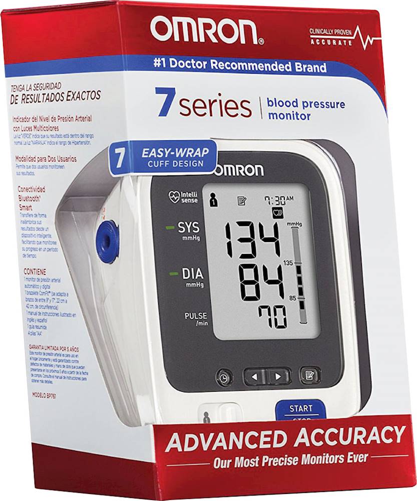 Best Buy: Omron 7 SERIES Advanced Accuracy Upper Arm Blood Pressure Monitor  White/Silver BP760N