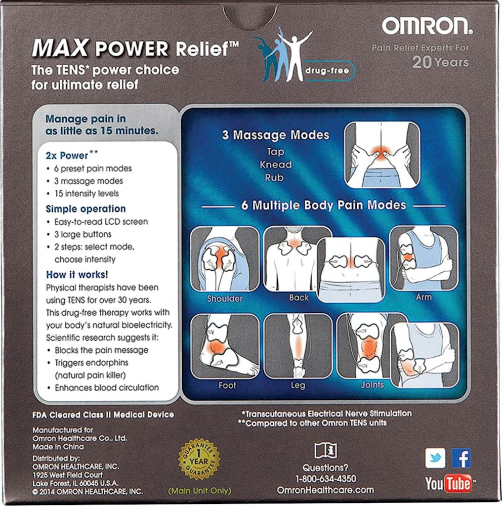 Best Buy: Omron ElectroTHERAPY Max Power Relief TENS Unit Black/White  814103021837