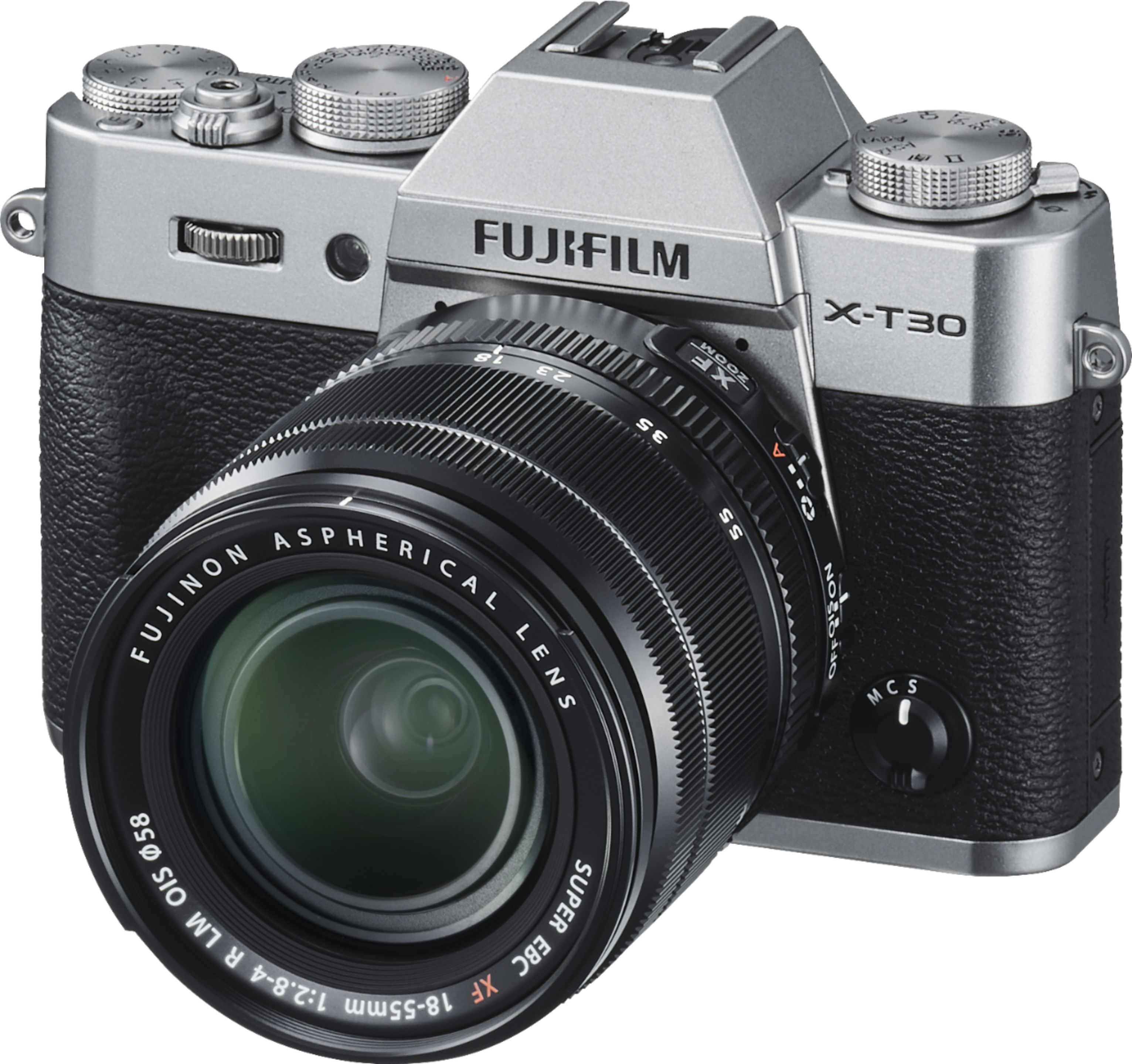 Left View: Fujifilm - X Series X-T30 Mirrorless Camera with 18-55mm Lens - Silver