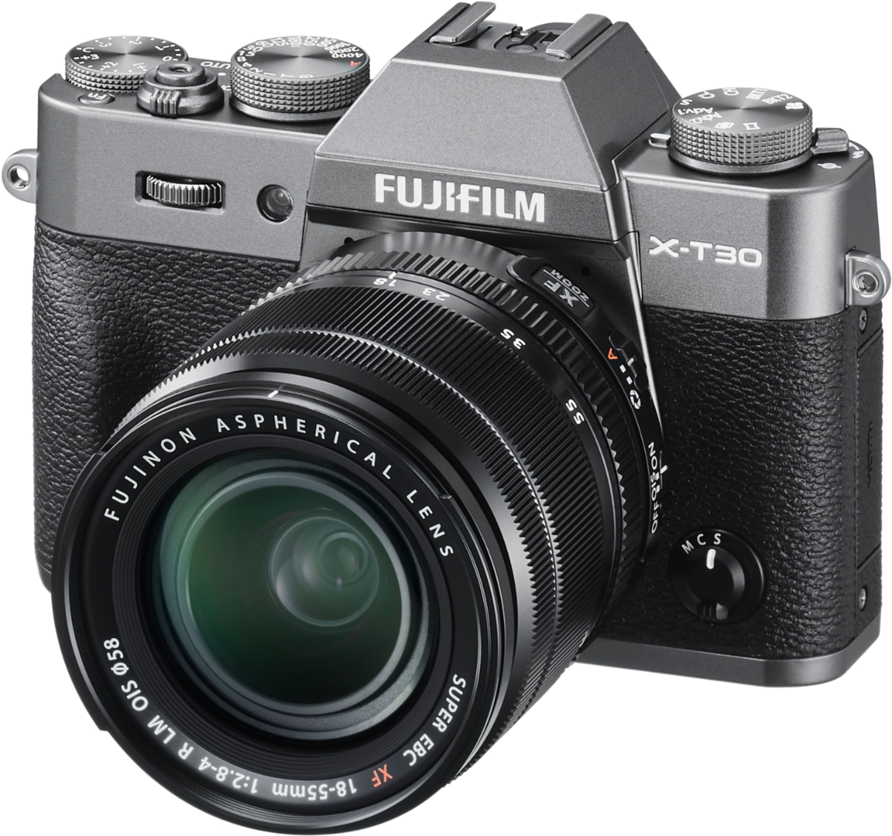 Left View: Fujifilm - X Series X-T30 Mirrorless Camera with 18-55mm Lens - Charcoal Silver