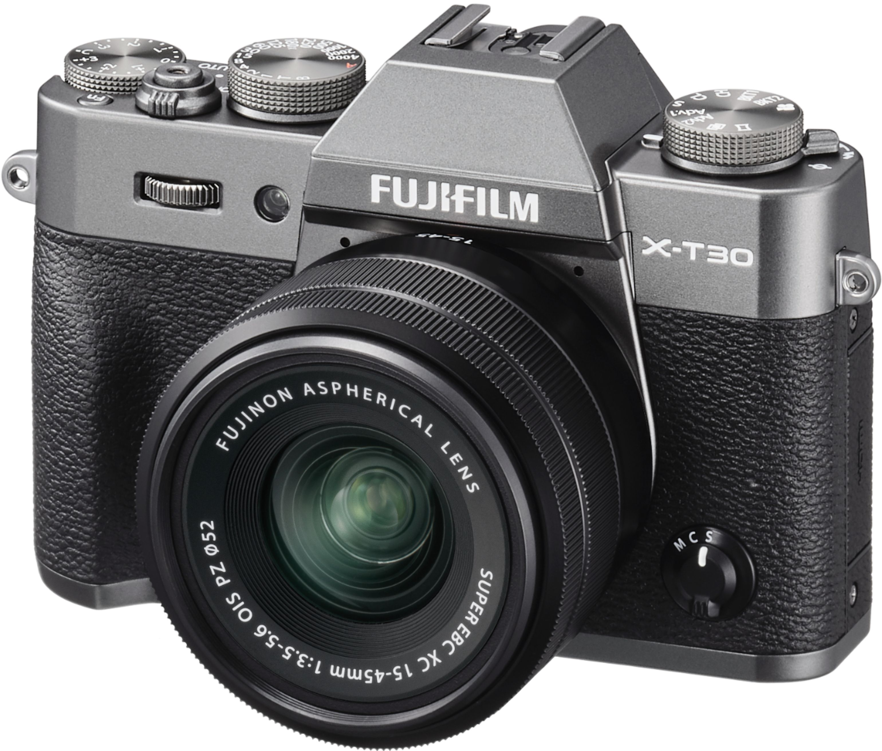 Left View: Fujifilm - X Series X-T30 Mirrorless Camera with 15-45mm Lens - Charcoal Silver