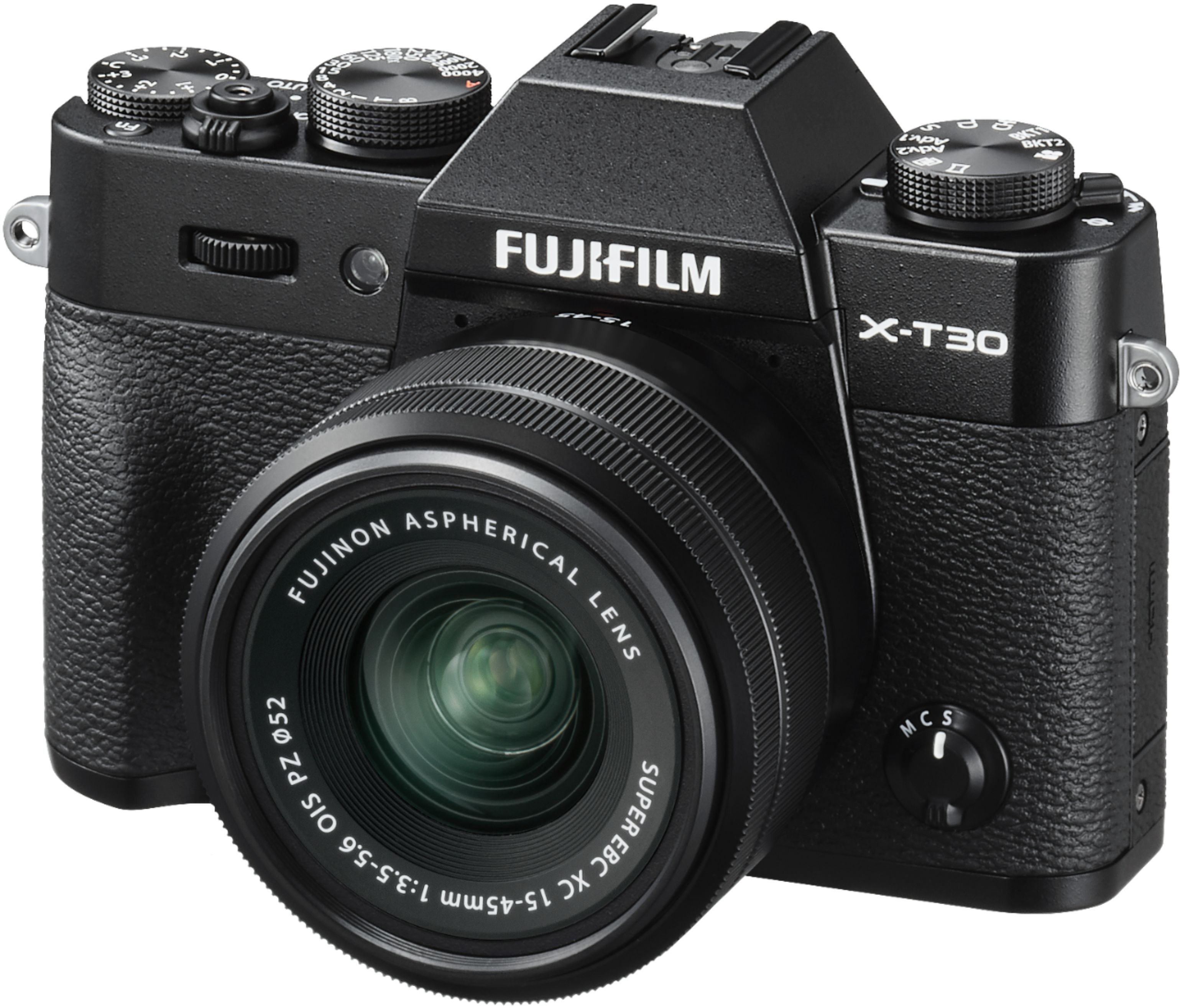 Left View: Fujifilm - X Series X-T30 Mirrorless Camera with 15-45mm Lens - Black