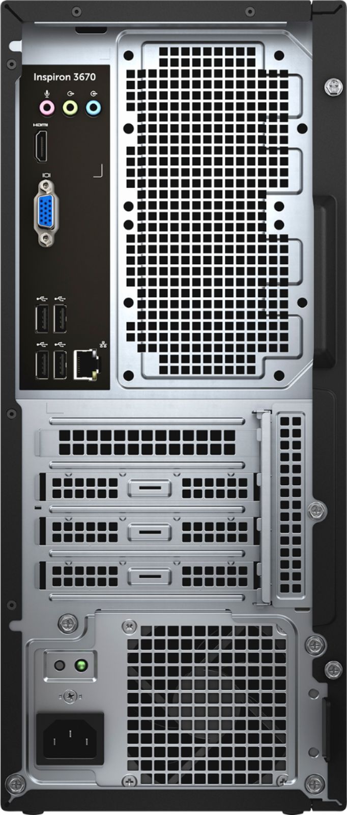 Back View: Dell - Inspiron Desktop - Intel Core i5 - 12GB Memory - 256GB SSD - Black With Silver Trim