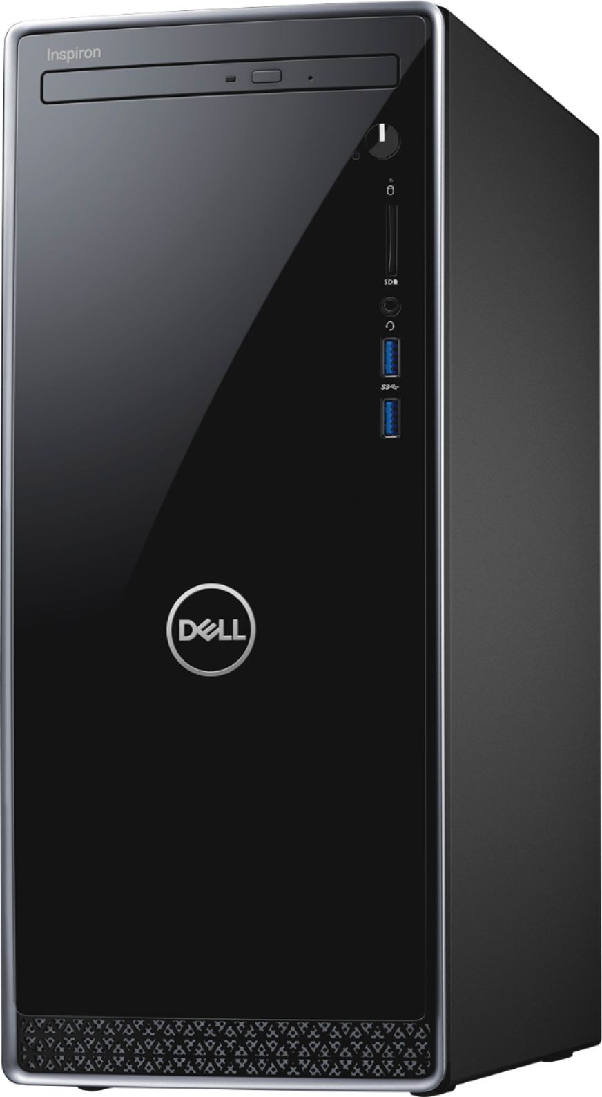 Left View: Dell - Inspiron Desktop - Intel Core i7 - 12GB Memory - 256GB Solid State Drive - Black With Silver Trim