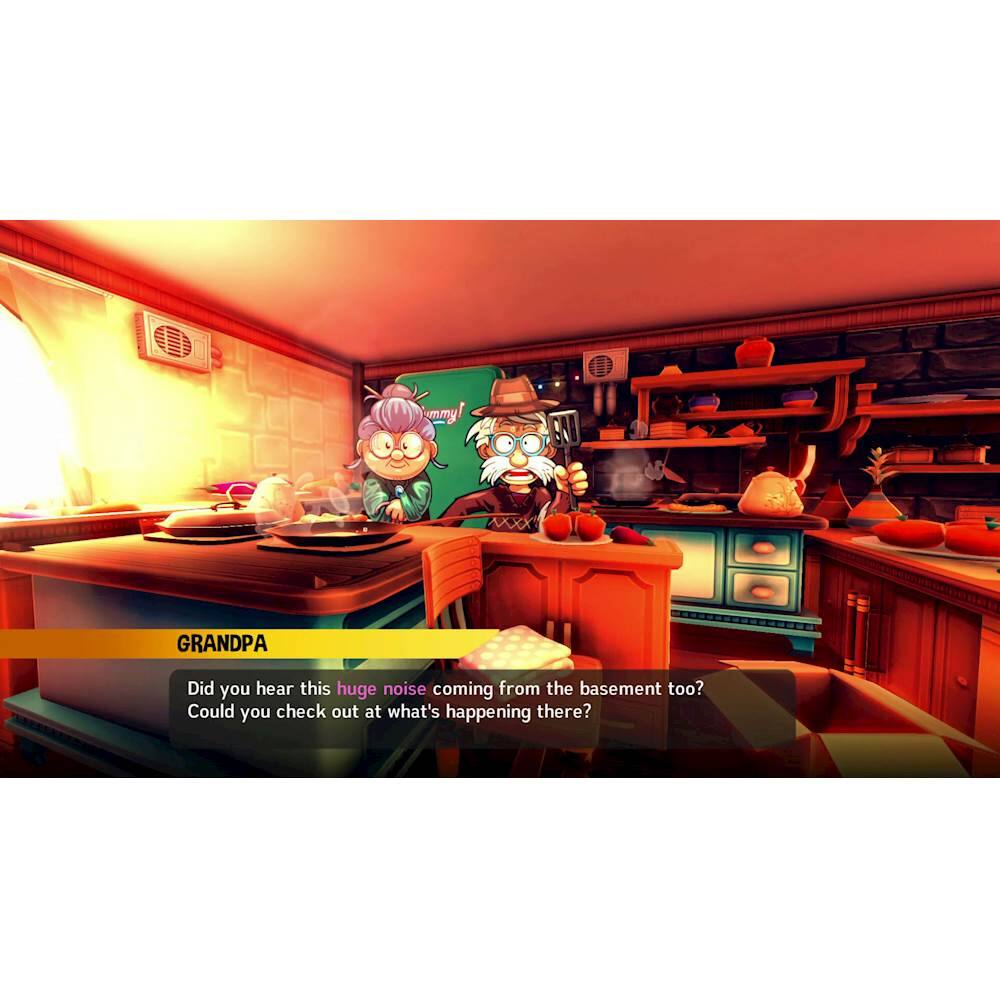 Grandpa, did you hear this huge noise coming from the basement too? Could you check out what's happening there?