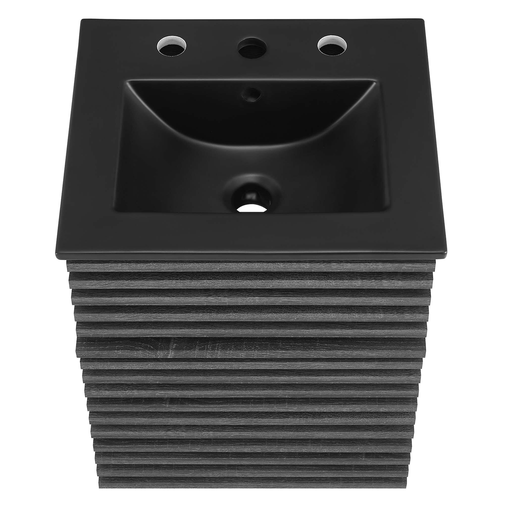 Alt View 4. Modway - Render Wall-Mount Bathroom Vanity with Black Basin Included - Charcoal Black.