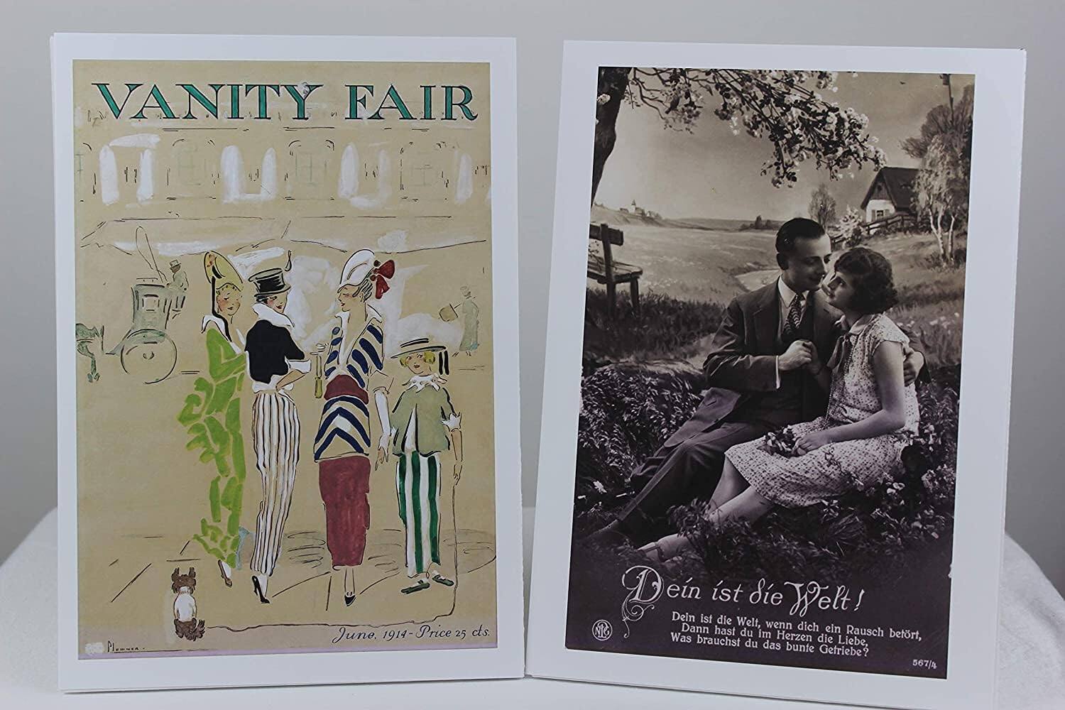 **Left Page:**

VANITY FAIR

June 1914  
Price 25 cs

Dein ist die Welt!  
Dein ist die Welt,  
Dann wenn dich ein Rausch betört,  
Was brauchtst du die Liebe, das bunte Getriebe?

567/4

**Right Page:**

Dein ist die Welt!  
Dein ist die Welt, wenn dich ein Rausch betört,  
Dann hast du im Herzen die Liebe,  
Was brauchtst du das bunte Getriebe?

567/4