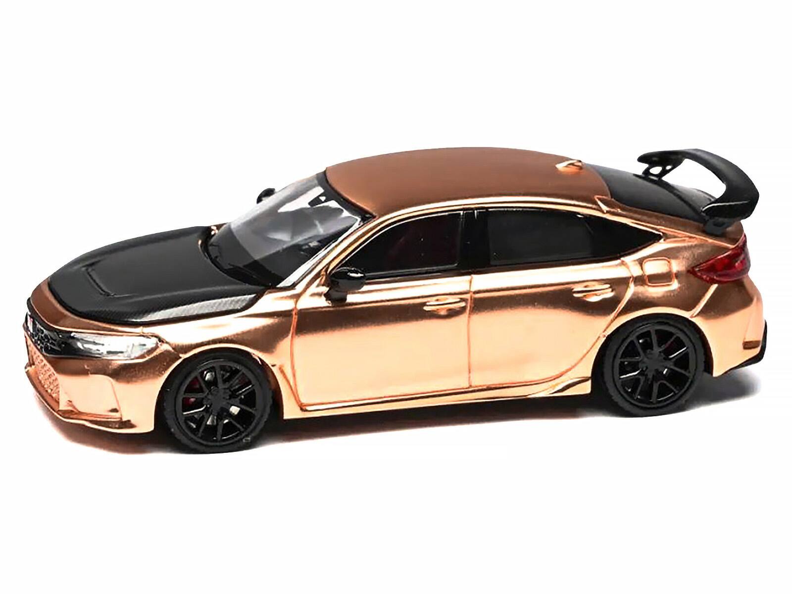 Alt View 3. MotorHelix - Honda Civic Type R (FL5) RHD Electroplating Copper Metallic with Carbon Hood 1/64 Diecast Model Car by MotorHelix.