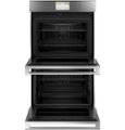 Angle Zoom. Café - Modern Glass 30" Built-In Double Electric Convection Wall Oven - Platinum glass.