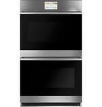 Café - Modern Glass 30" Built-In Double Electric Convection Wall Oven - Platinum Glass - Front_Standard