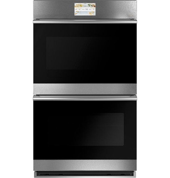Front Zoom. Café - Modern Glass 30" Built-In Double Electric Convection Wall Oven - Platinum glass.