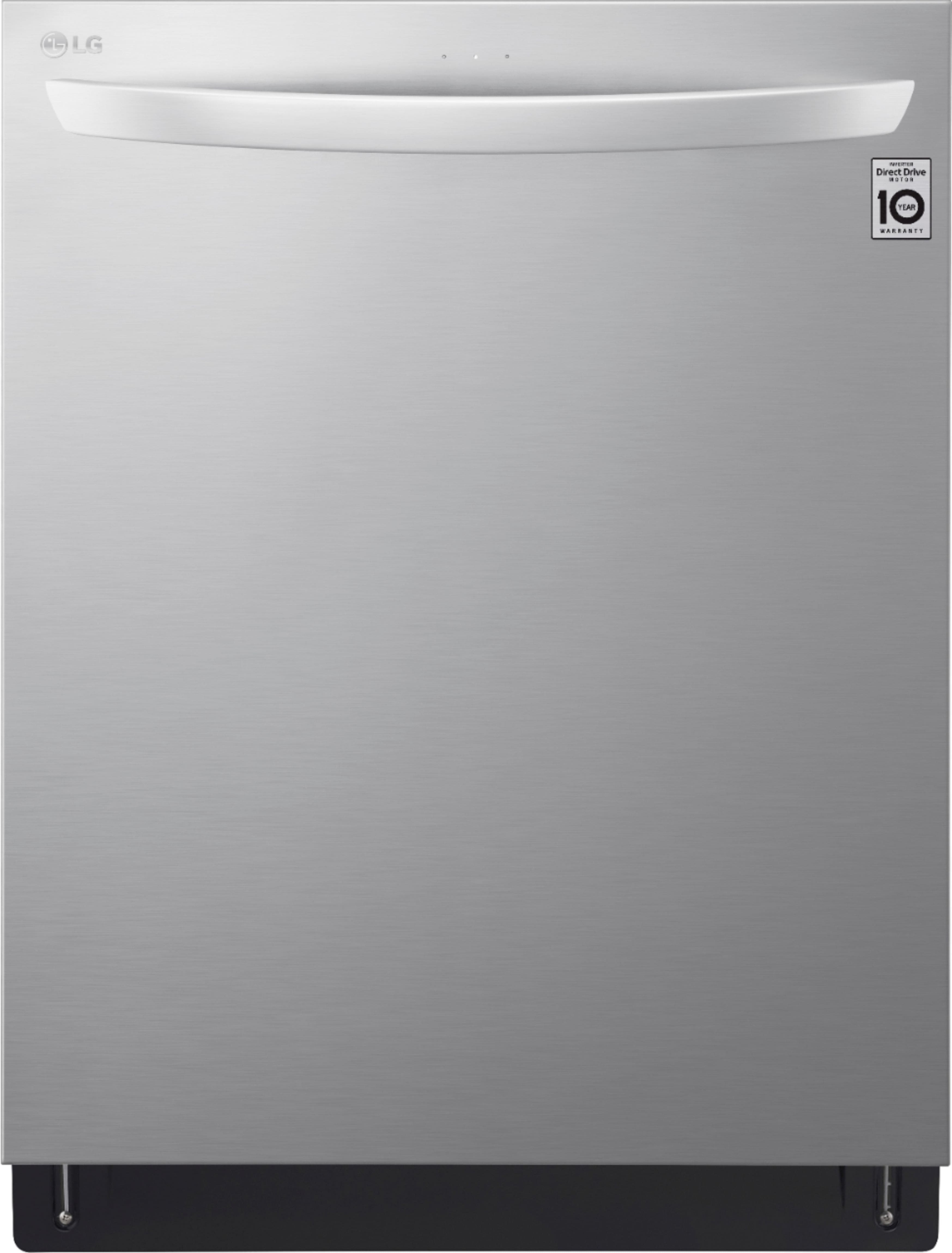 Front. LG - 24" Top Control Smart Built-In Stainless Steel Tub Dishwasher with 3rd Rack, TrueSteam, and 42 dba - PrintProof Stainless Steel.