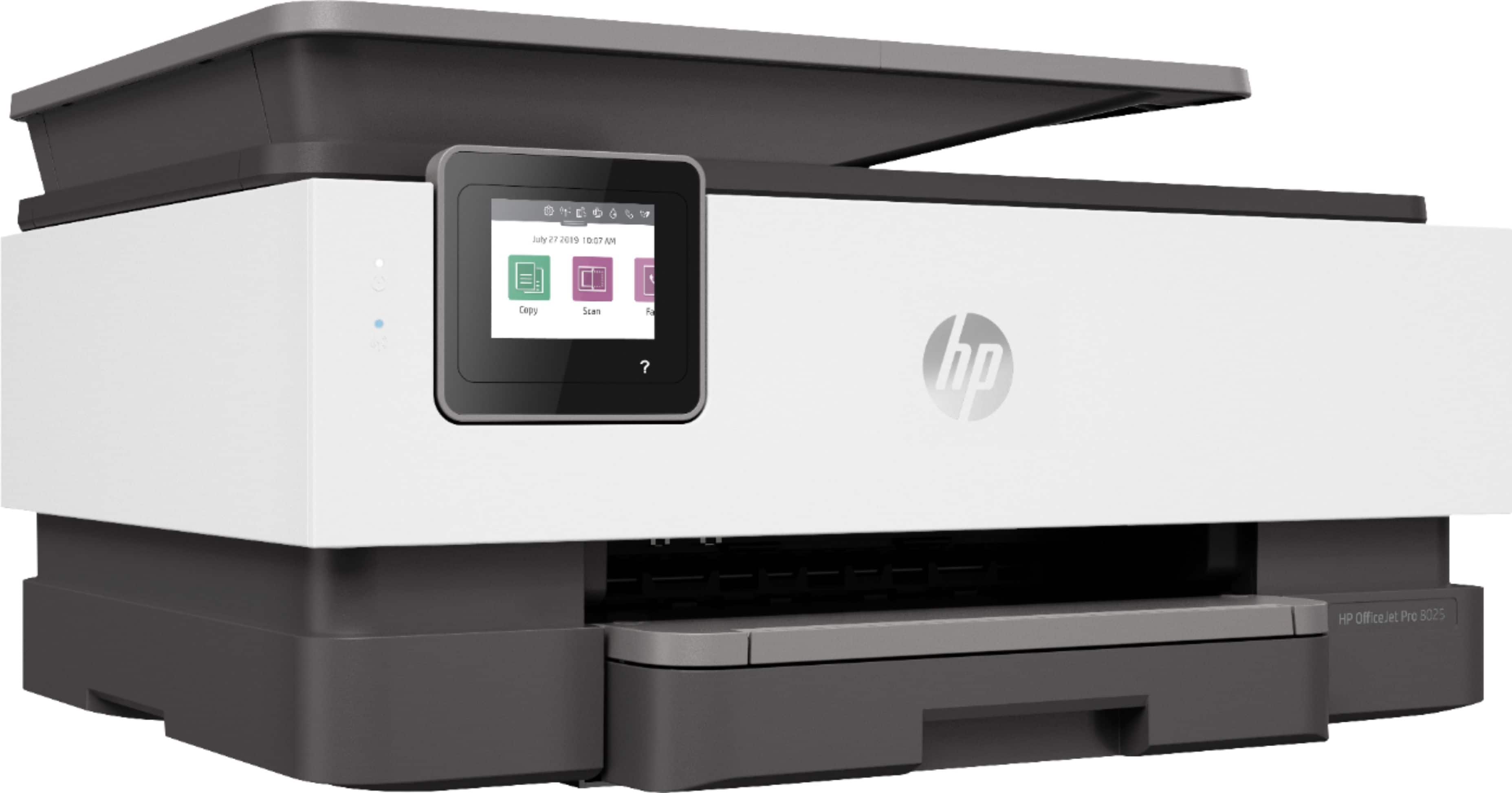 Angle. HP - OfficeJet Pro 8025 Wireless All-In-One Instant Ink Ready Inkjet Printer - Gray/White.