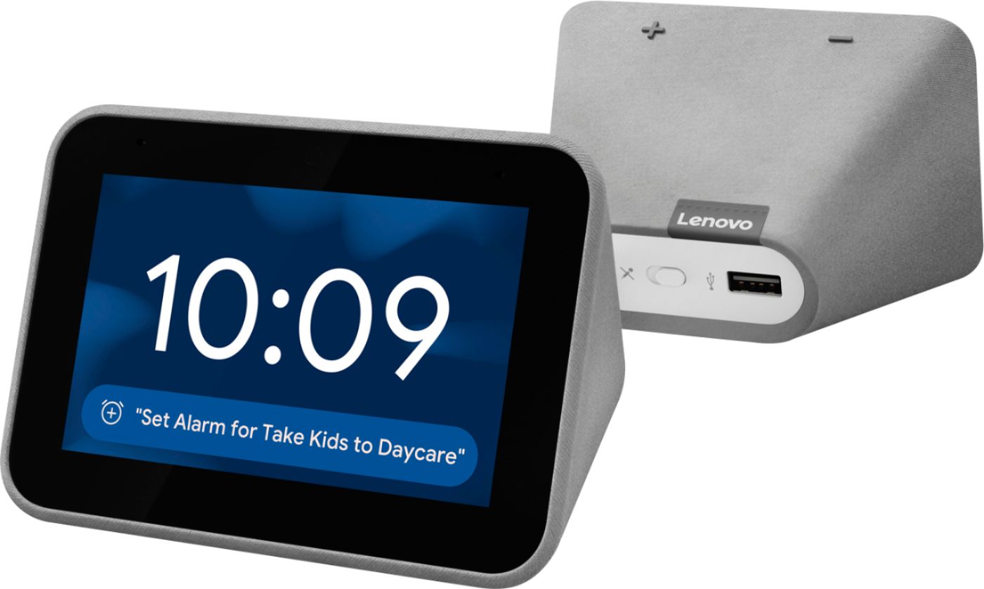 Lenovo Smart Clock with Google Assistant Gray ZA4R0002US - Best Buy