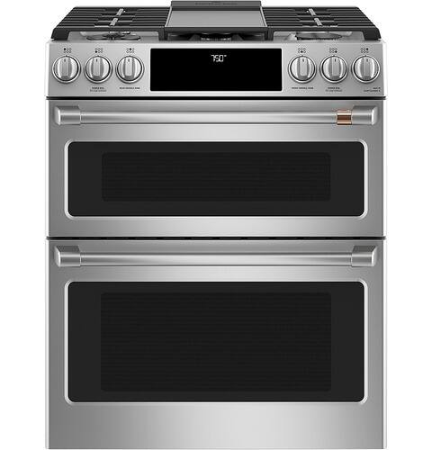 Café - 7.0 Cu. Ft. Slide-In Double Oven Gas Range - Stainless steel