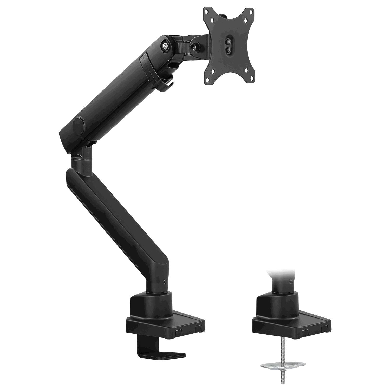 Angle. Mount-It! - Single Monitor Desk Mount Full Motion Arm — Fits 17"–32" Monitors, Height Adjustable - Black.