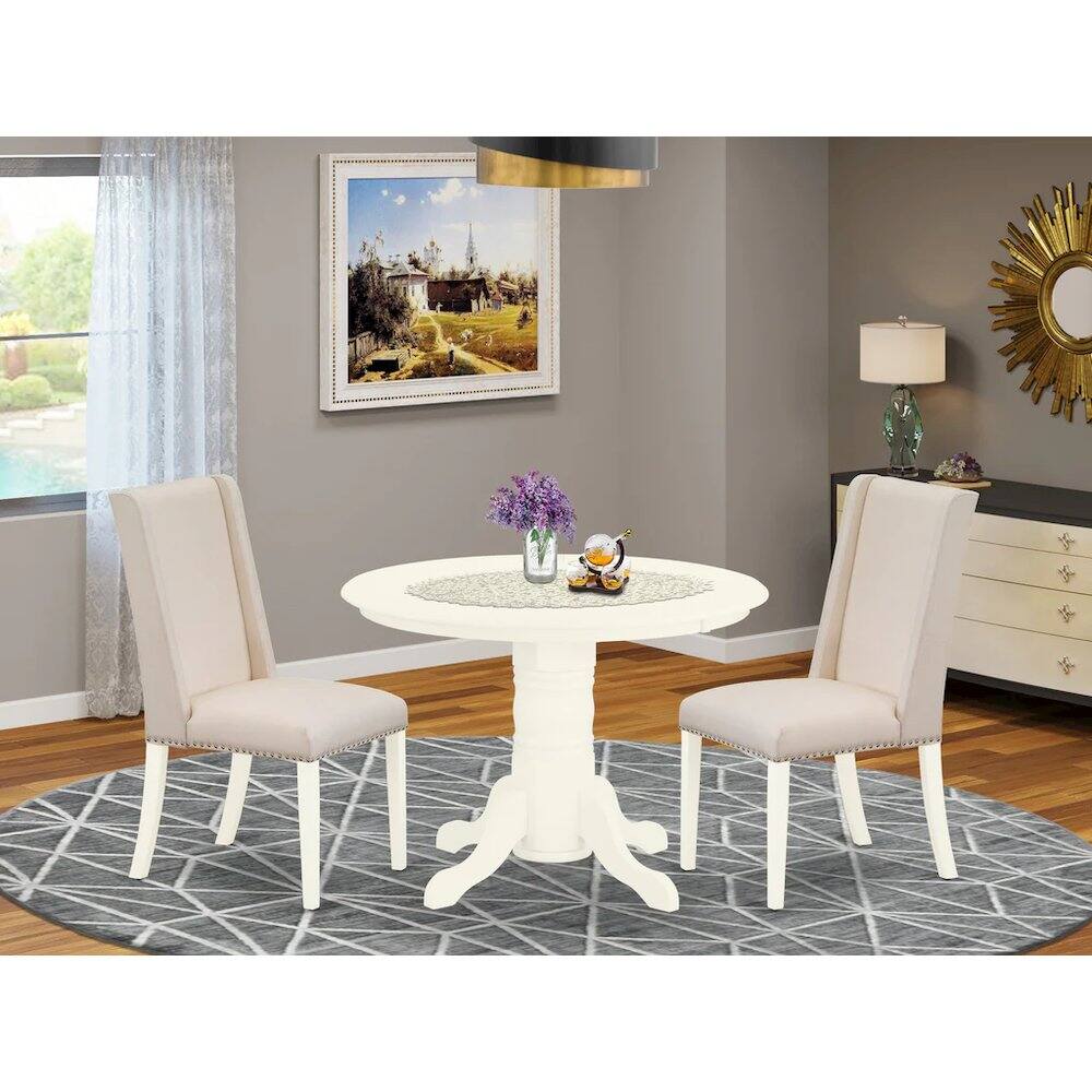 Alt View 6. East West Furniture - Dining Room Set Linen White - Brown.