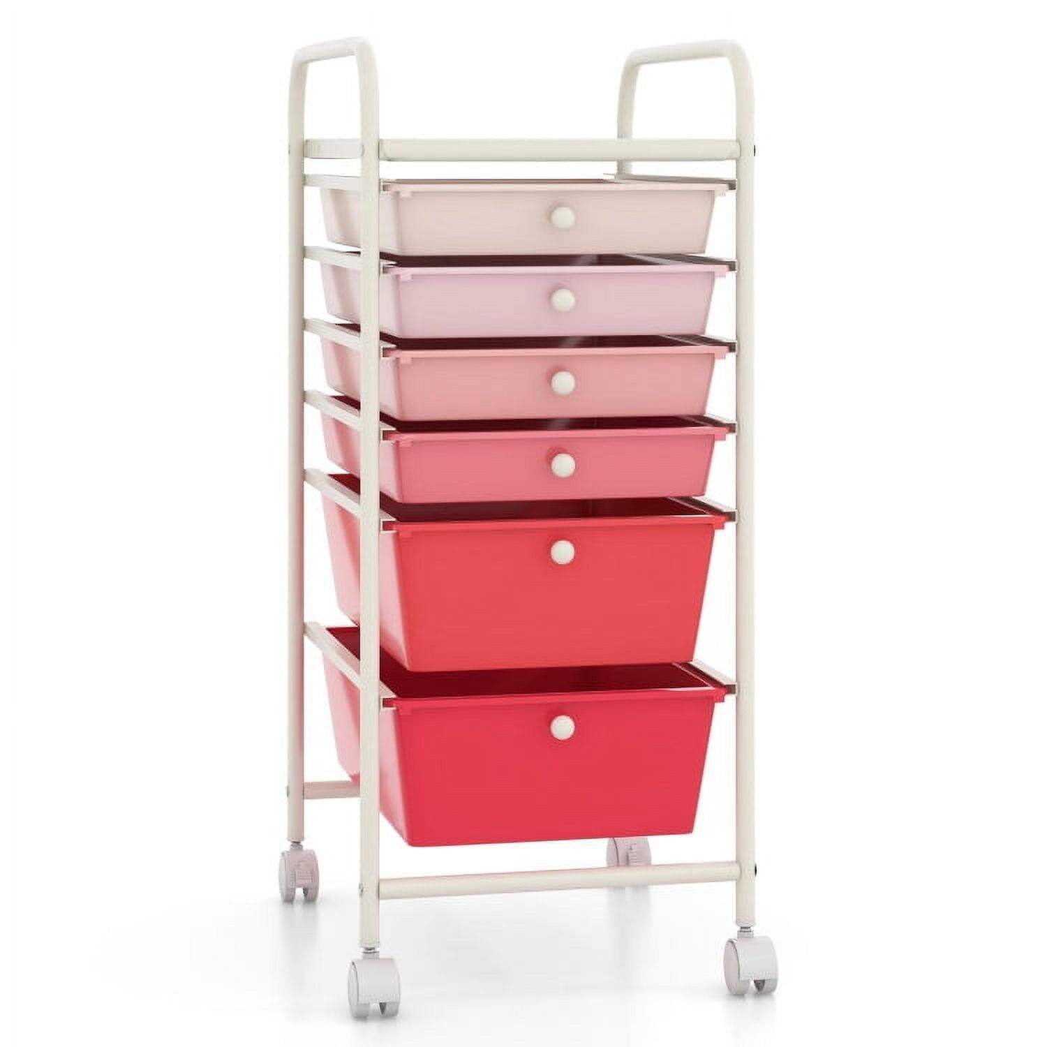 Left. Pefilos - 6 Drawers Rolling Storage Cart Organizer-Pink, Craft Organizers and Storage, Multipurpose Organizer Cart for Home - Pink.