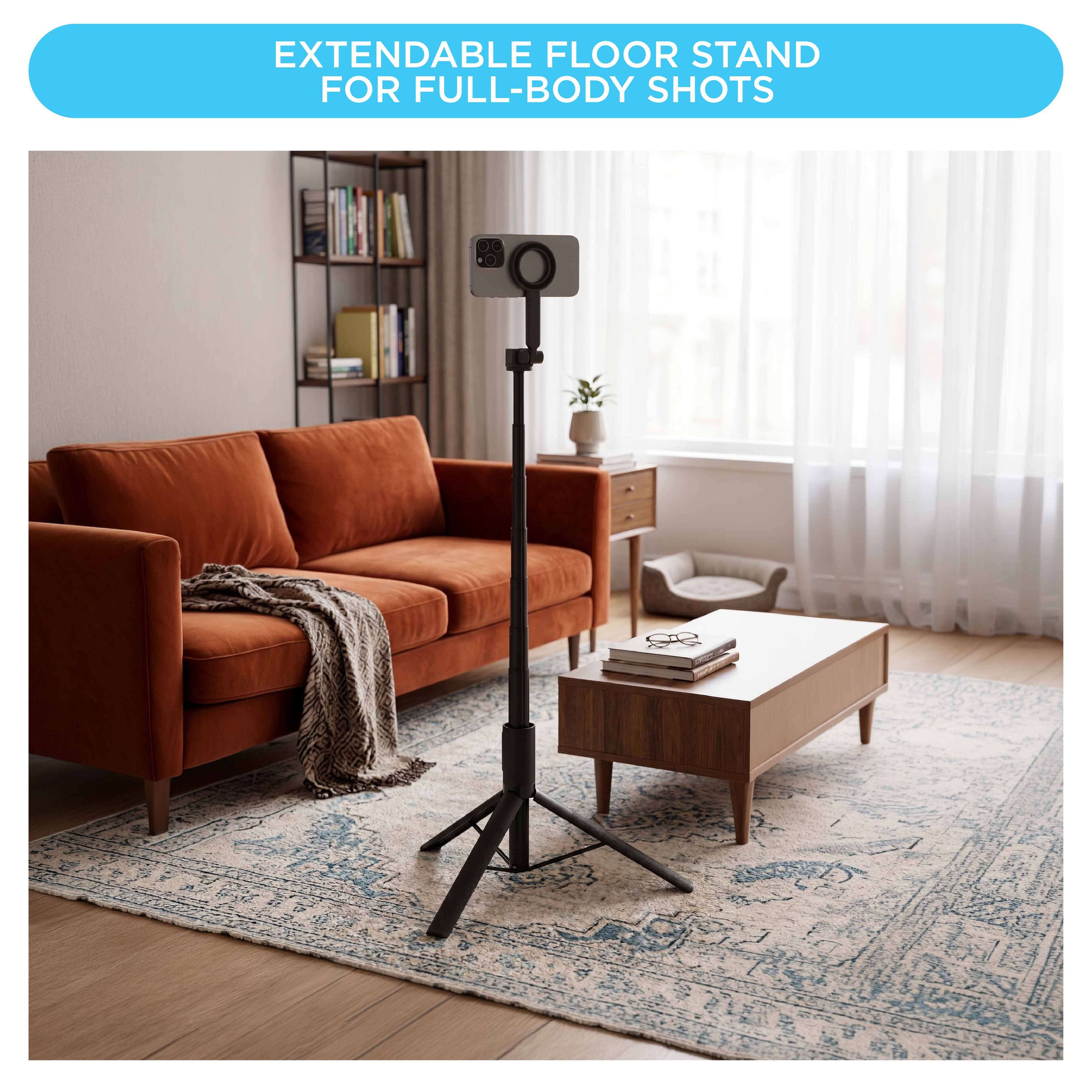 EXTENDABLE FLOOR STAND FOR FULL-BODY SHOTS