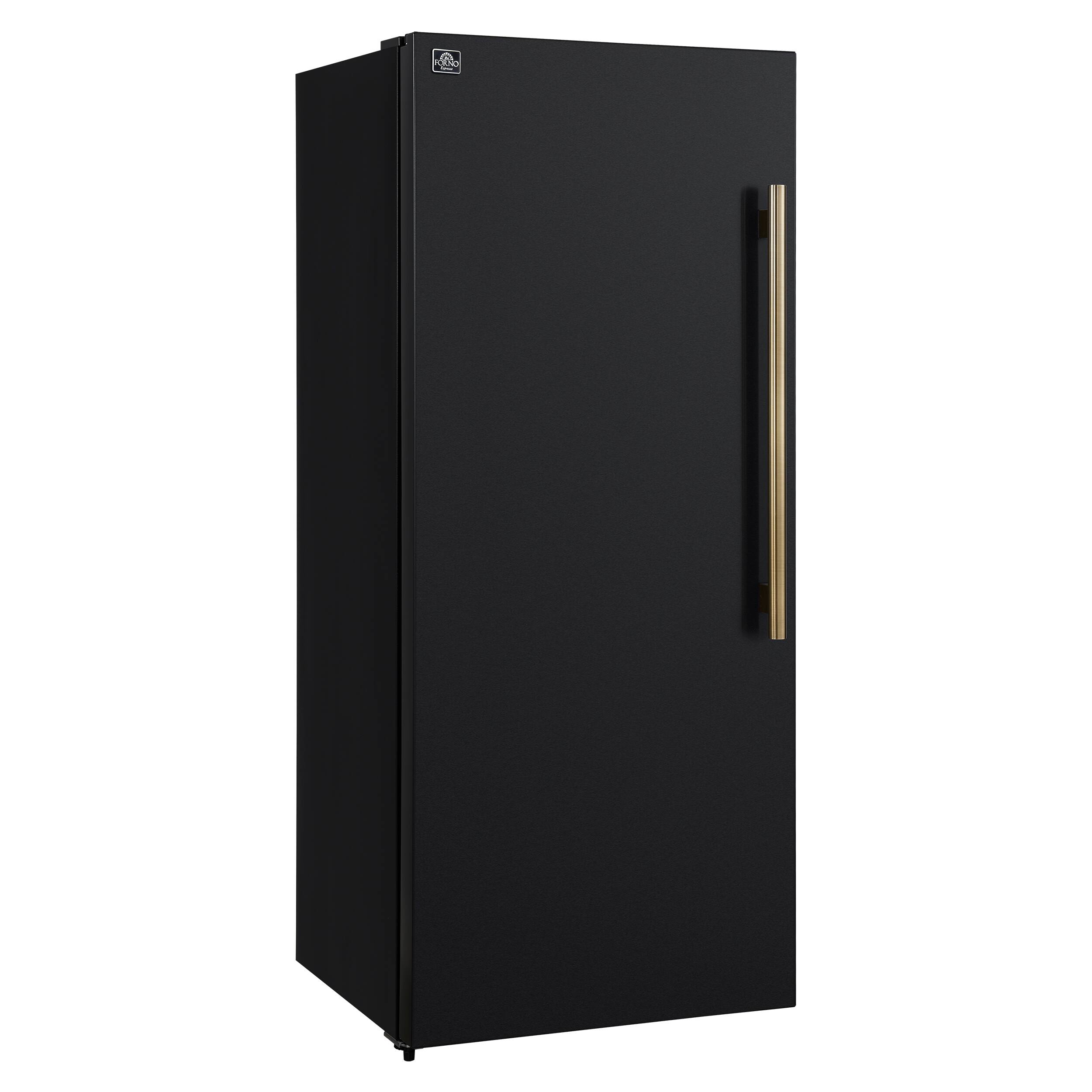 Left. Forno Appliances - Maderno 13.6 Cu. Ft. Left Swing Upright Convertible Freezer with Antique Brass Handles - Black.