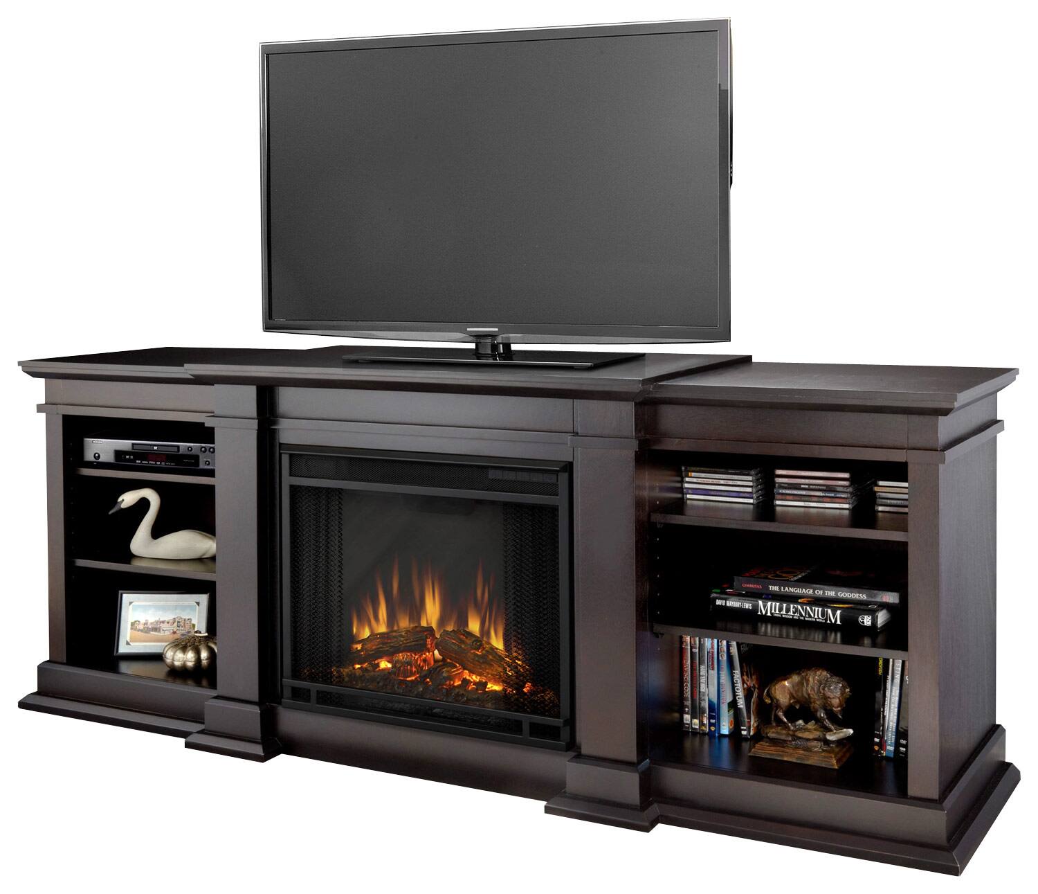 Front. Real Flame - Fresno Electric Fireplace Mantel for Most Flat-Panel TVs Up to 50" - Brown.