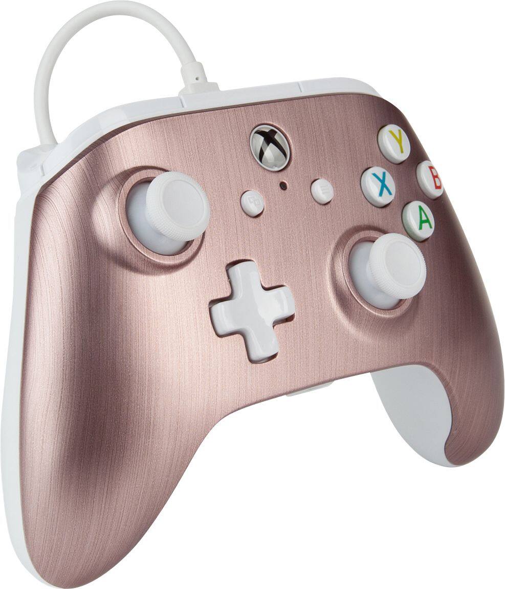 Angle. PowerA - Enhanced Wired Controller for PC, Xbox One, Xbox One S and Xbox One X - Brushed Rose Gold.
