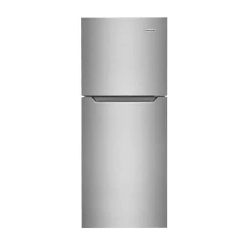 Left. Frigidaire - 11.6 Cu. Ft. Top-Freezer Refrigerator - Brushed Steel.