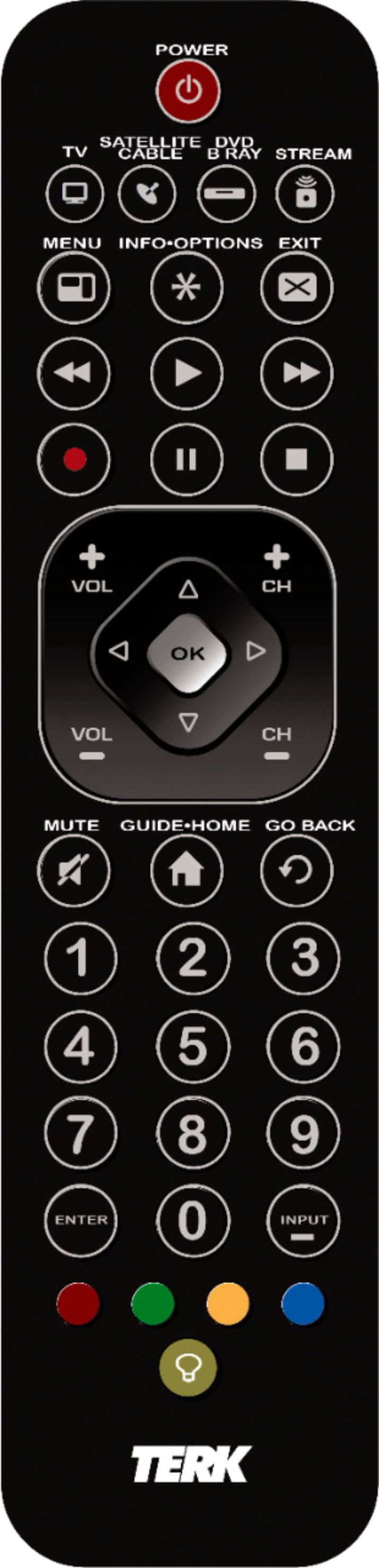 Angle View: TERK - 4-Device Remote - Brushed Black
