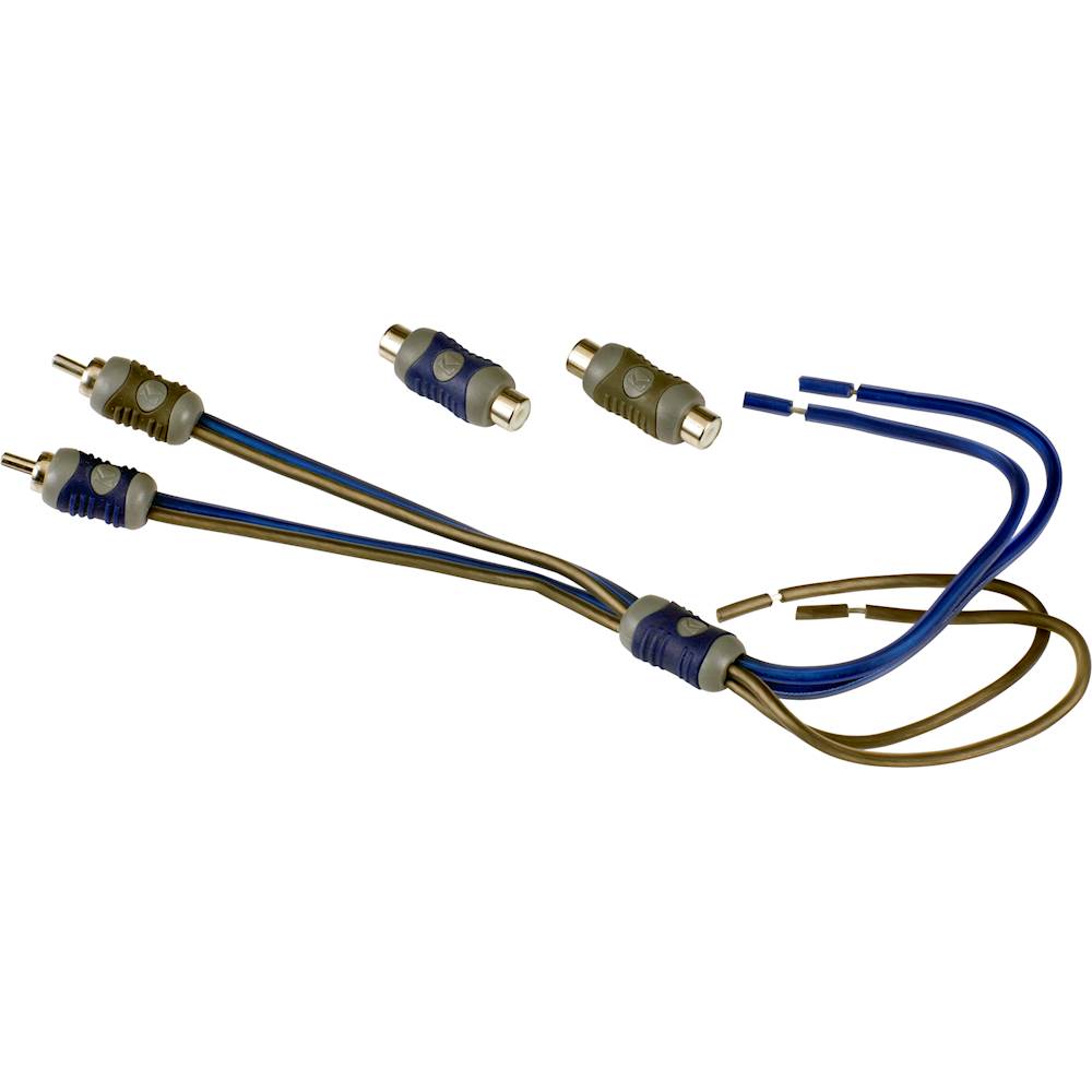 KICKER - K-Series 1.1' Bare wire-to-RCA Speaker Cable - Blue/Gold