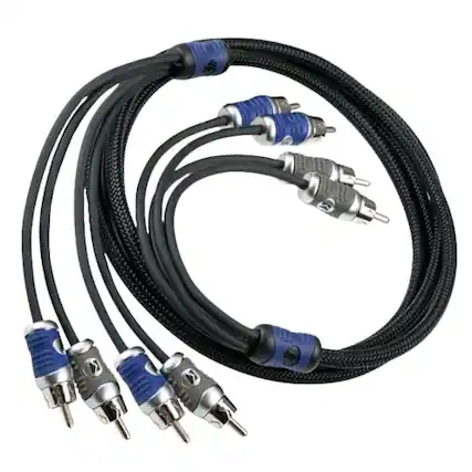 Angle. KICKER - Q-Series Interconnects 19.7' Audio RCA Cable - Black/Blue.