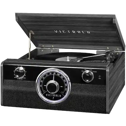 Front. Victrola - Bluetooth Stereo Audio System - Gray.
