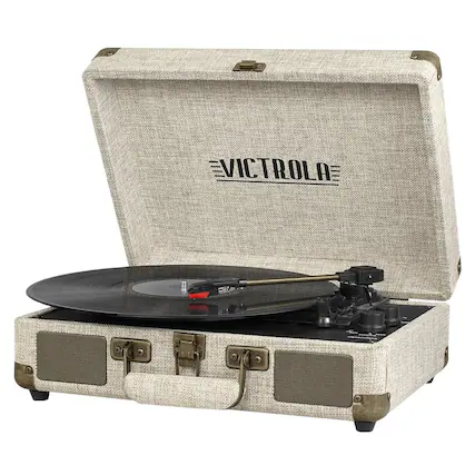 Front. Victrola - Bluetooth Stereo Turntable - Light Beige.