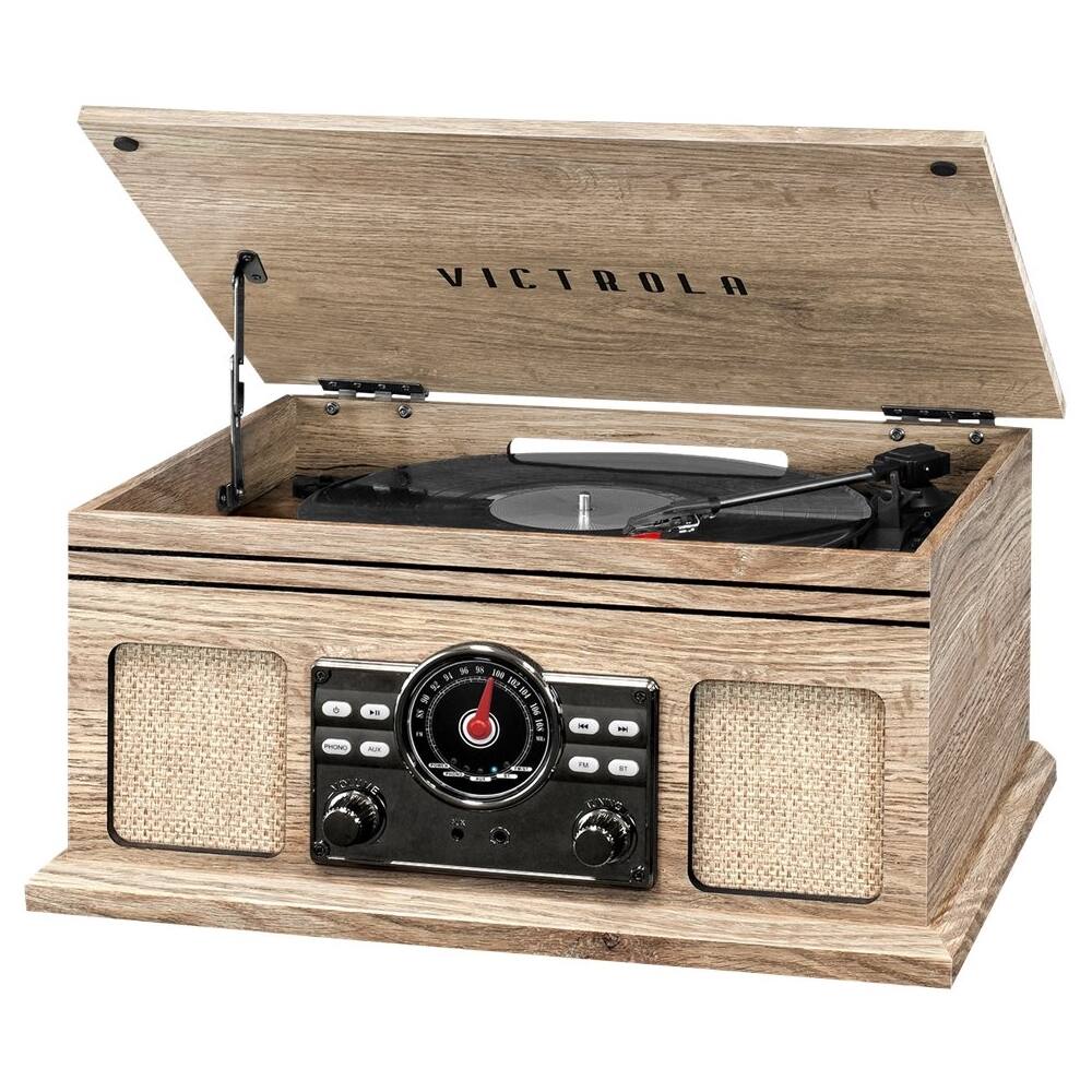 Front. Victrola - Bluetooth Stereo Audio System - Farmhouse Oatmeal.