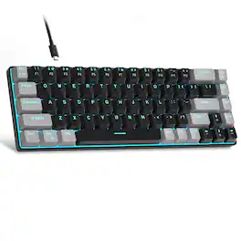 MageGee - Portable 60% Mechanical Gaming Keyboard, MK-Box LED Backlit Compact 68 Keys with Red Switch - /Grey - Black