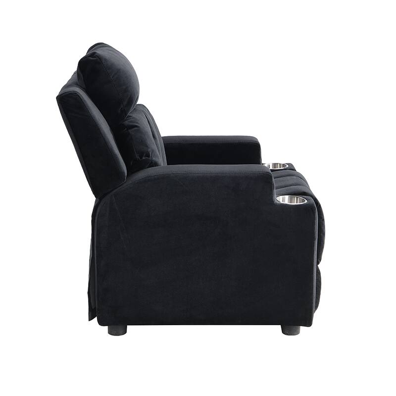 Alt View 4. GOODSILO - Kids Recliner Chair with Cup Holders, Footrest & Headrest - Upholstered Toddler Couch - Black.