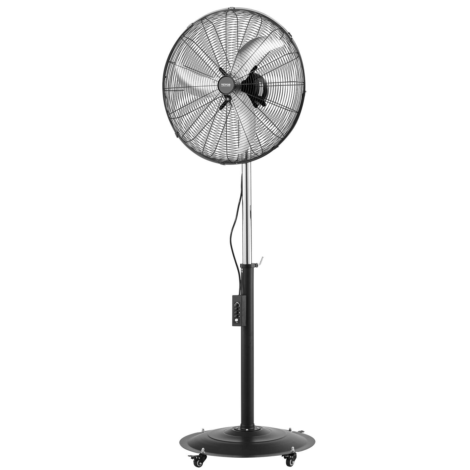 Alt View 5. VEVOR - 24-Inch High Velocity Pedestal Fan,6800 CFM Industrial Standing Floor Fan with 85° Oscillating,3-Speed Adjustable Height - Black.