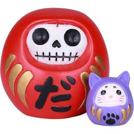 Pacific Trading - Furrybones Daruma Skeleton Japanese Good Luck Charm Doll Costume Figurine - Red