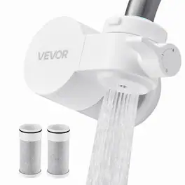 VEVOR - Faucet Mount Water Filter, Horizontal Water Purifier for Sink Tap, Carbon Fiber Filter, Removes Chlorine Lead - White