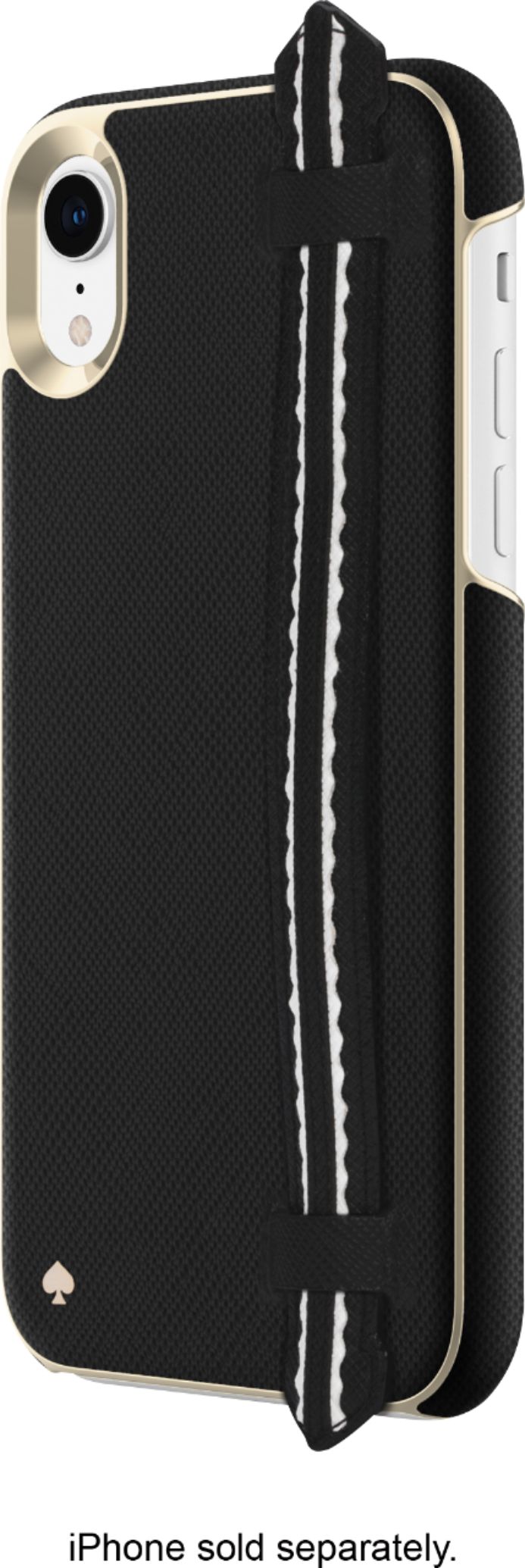kate spade new york - Wrap Strap Case for Apple® iPhone® XR - Scallop Black Saffiano/Gold Saffiano Scallop Strap