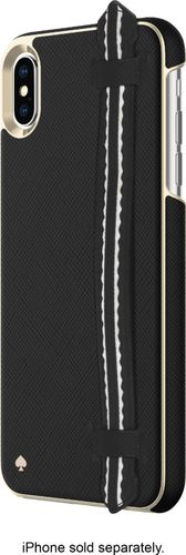 kate spade new york - Wrap Strap Case for AppleÂ® iPhoneÂ® XS Max - Scallop Black Saffiano/Gold Saffiano Scallop Strap was $59.99 now $32.99 (45.0% off)