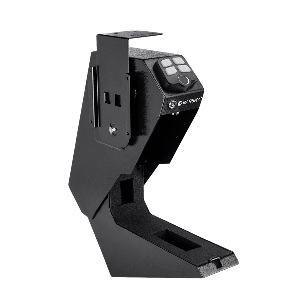 Front. Barska - Quick Access Handgun Desk Safe– Digital Keypad, Tamper-Resistant Steel, Silent Access Mode, Left/Right Mounting - Black.