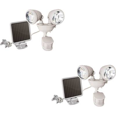 MAXSA Innovations - Solar-Powered Dual Head LED Security Spotlight (2-Pack) - White