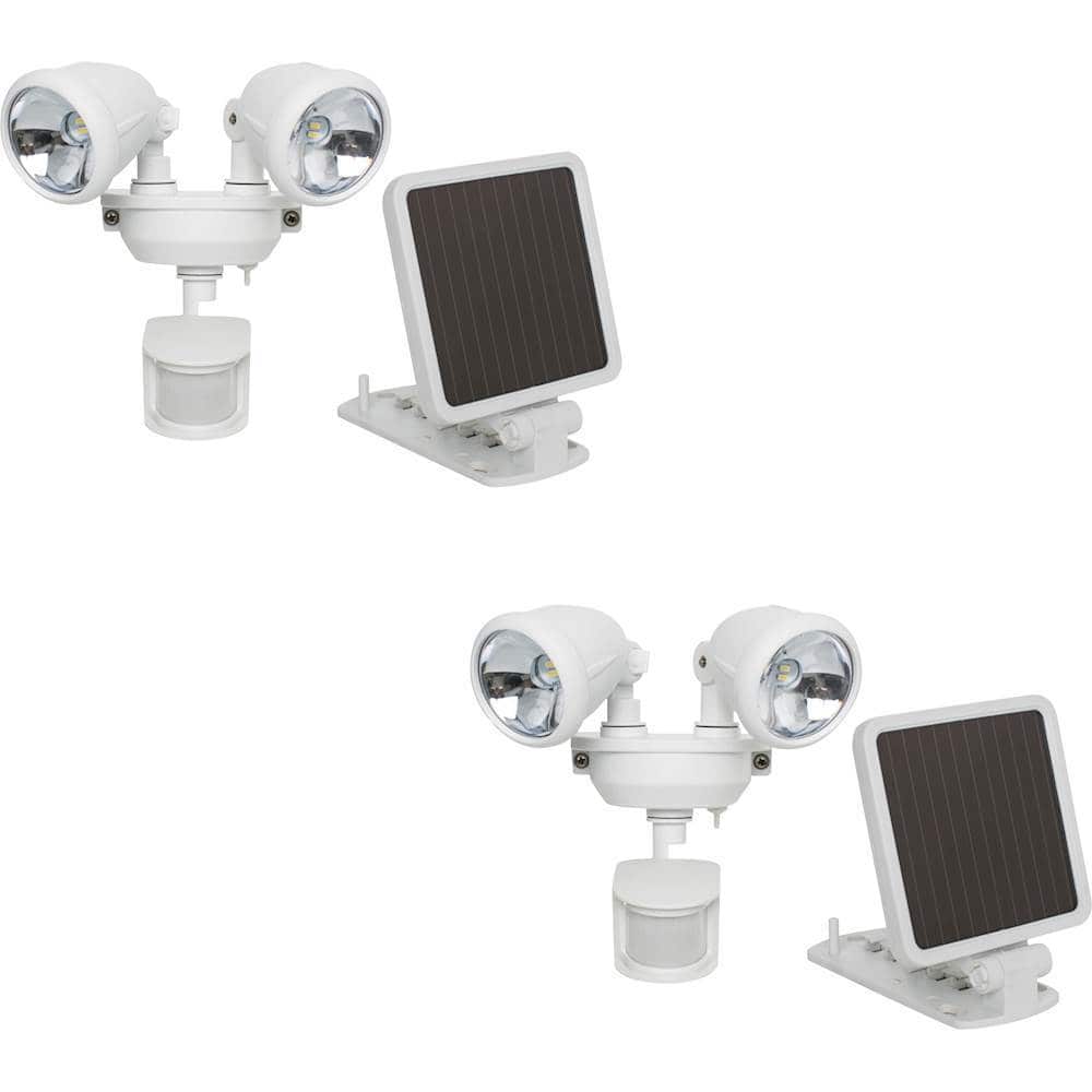 Front. MAXSA Innovations - Solar-Powered Dual Head LED Security Spotlight (2-Pack) - White.