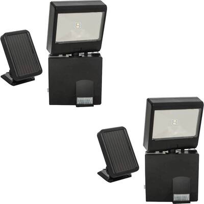 MAXSA Innovations - Solar-Powered LED Security Spotlight (2-Pack) - Black