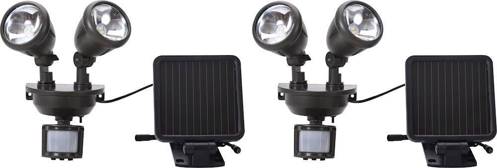 Front. MAXSA Innovations - Solar-Powered Dual Head LED Security Spotlight (2-Pack) - Dark Bronze.