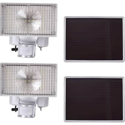 MAXSA Innovations - Solar-Powered LED Security Floodlight (2-Pack) - Silver