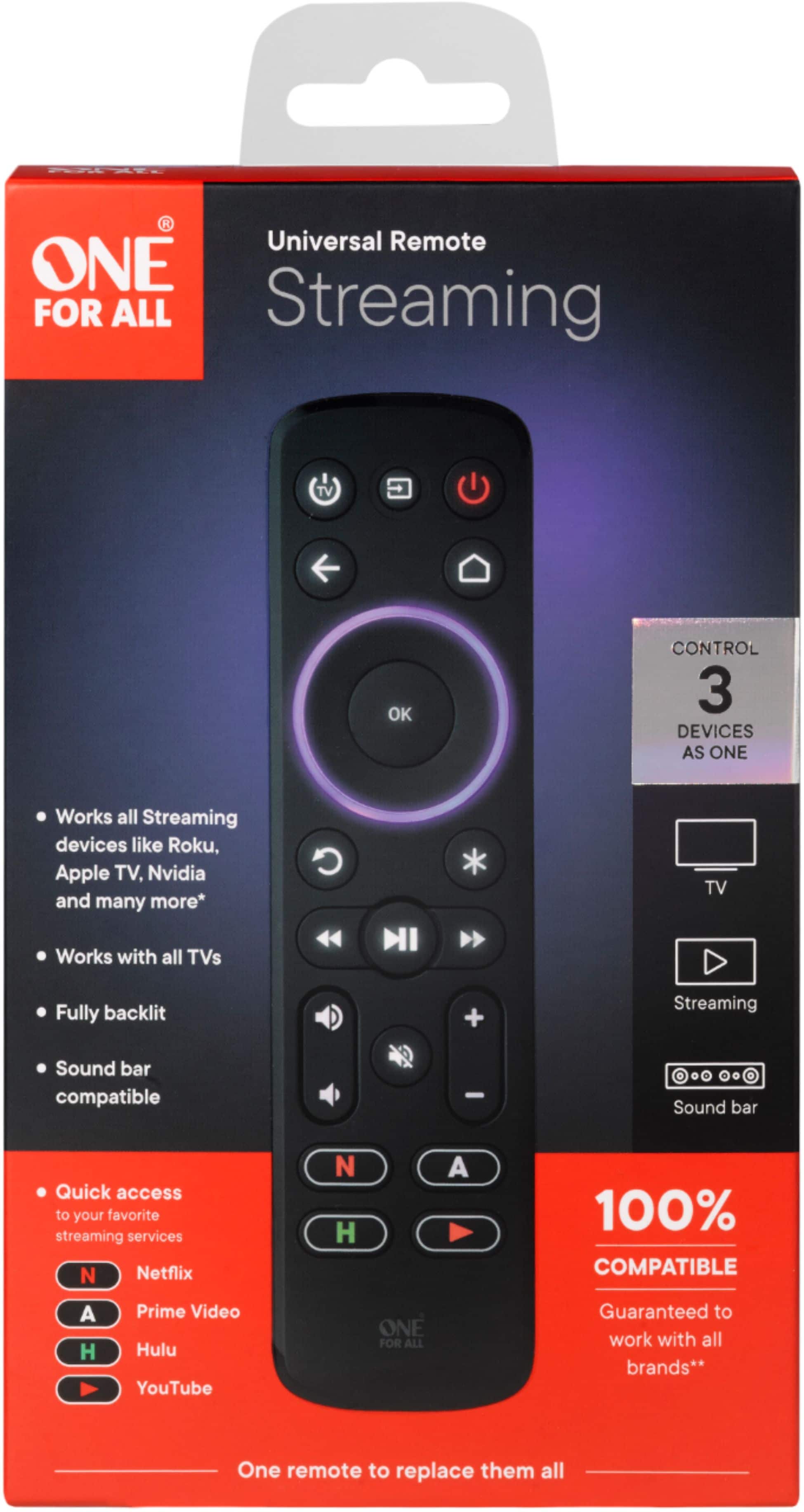 Alt View 1. One for All - Streamer Remote - Black.