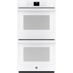 Front. GE - 27" Built-In Double Electric Wall Oven - White.