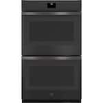 GE - 30" Built-In Double Electric Convection Wall Oven - Black Slate - Front_Standard